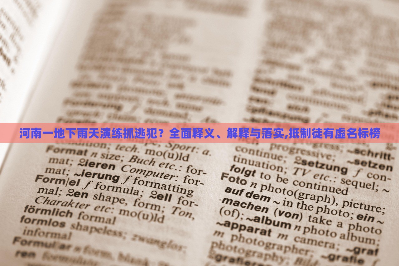 河南一地下雨天演練抓逃犯？全面釋義、解釋與落實(shí),抵制徒有虛名標(biāo)榜